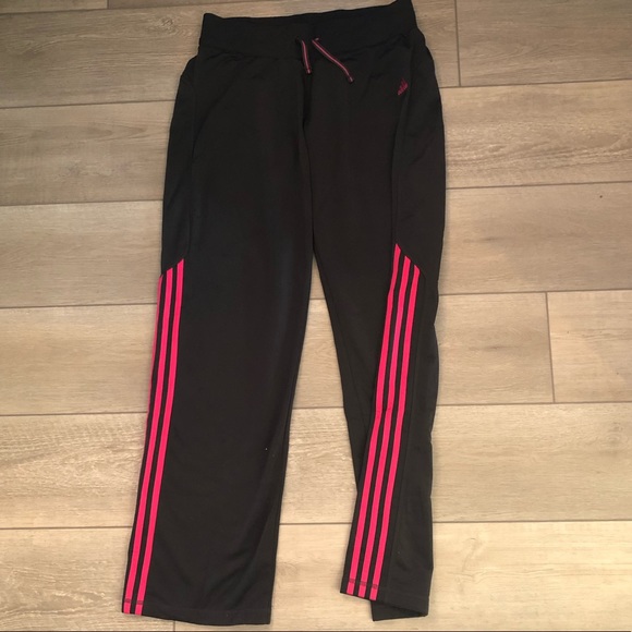 ADIDAS Womens Black & Pink Track Lounge stripe Pants Medium - Picture 2 of 10